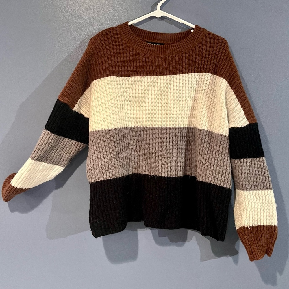 Heavy Striped Cropped Sweater